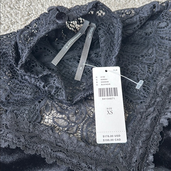 Anthropologie Long-Sleeve Mock-Neck Lace Velvet Midi Slip Dress Evening XS NWT - Picture 11 of 15